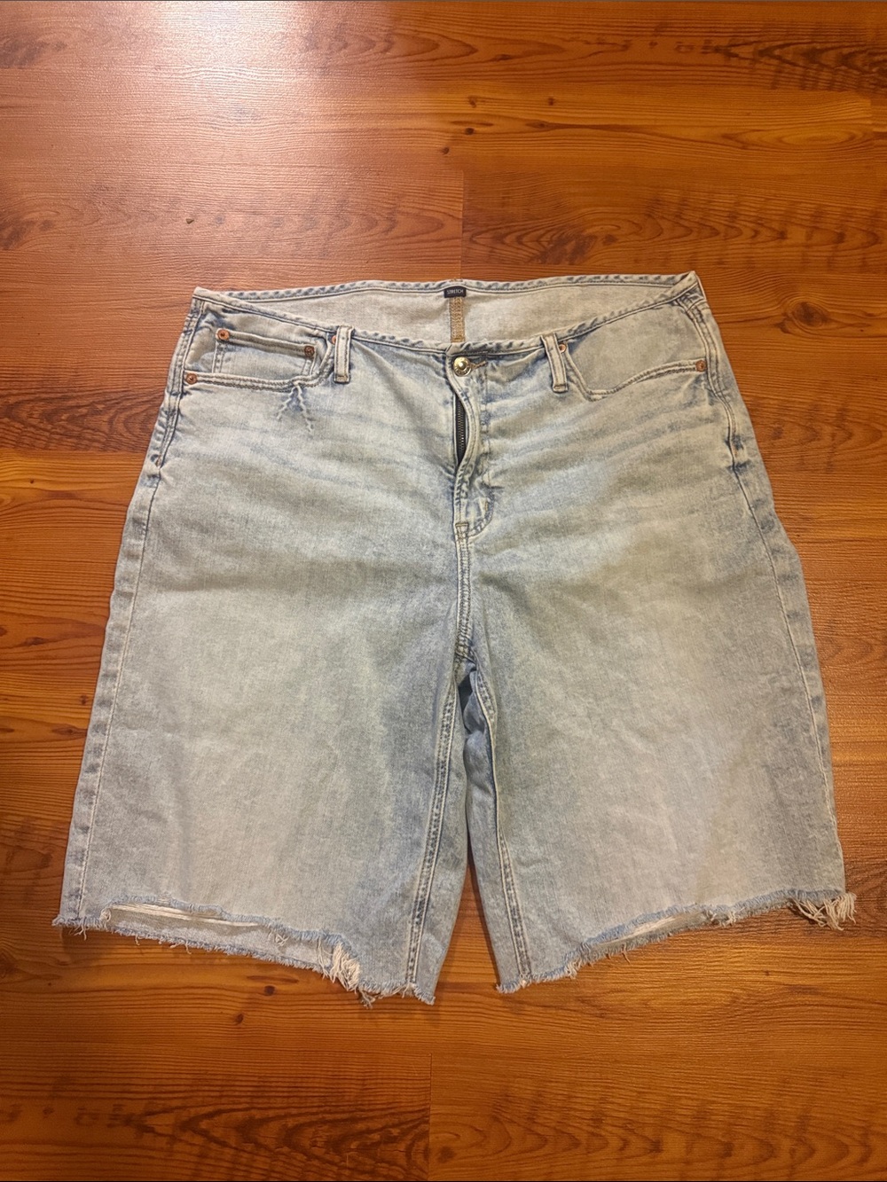 American Eagle Outfitters Dreamy Drape Light Blue Denim Bermuda Shorts